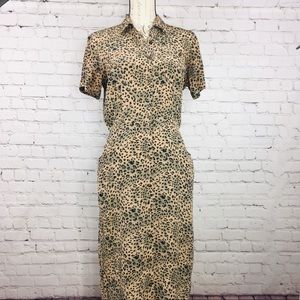 Robbie Bee 100% Silk Cheetah Print Dress 6